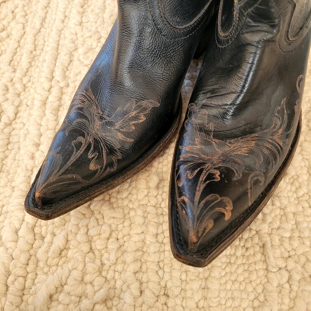 Ariat Black Mid Rise Cowboy Western Boots Sz 8 - Picture 6 of 7